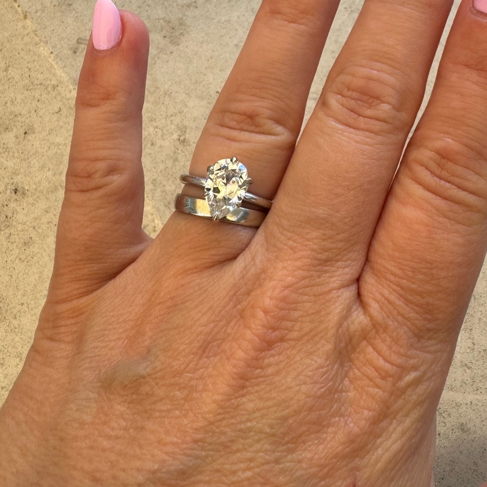 1.5mm Petite Pear Moissanite Solitaire Ring